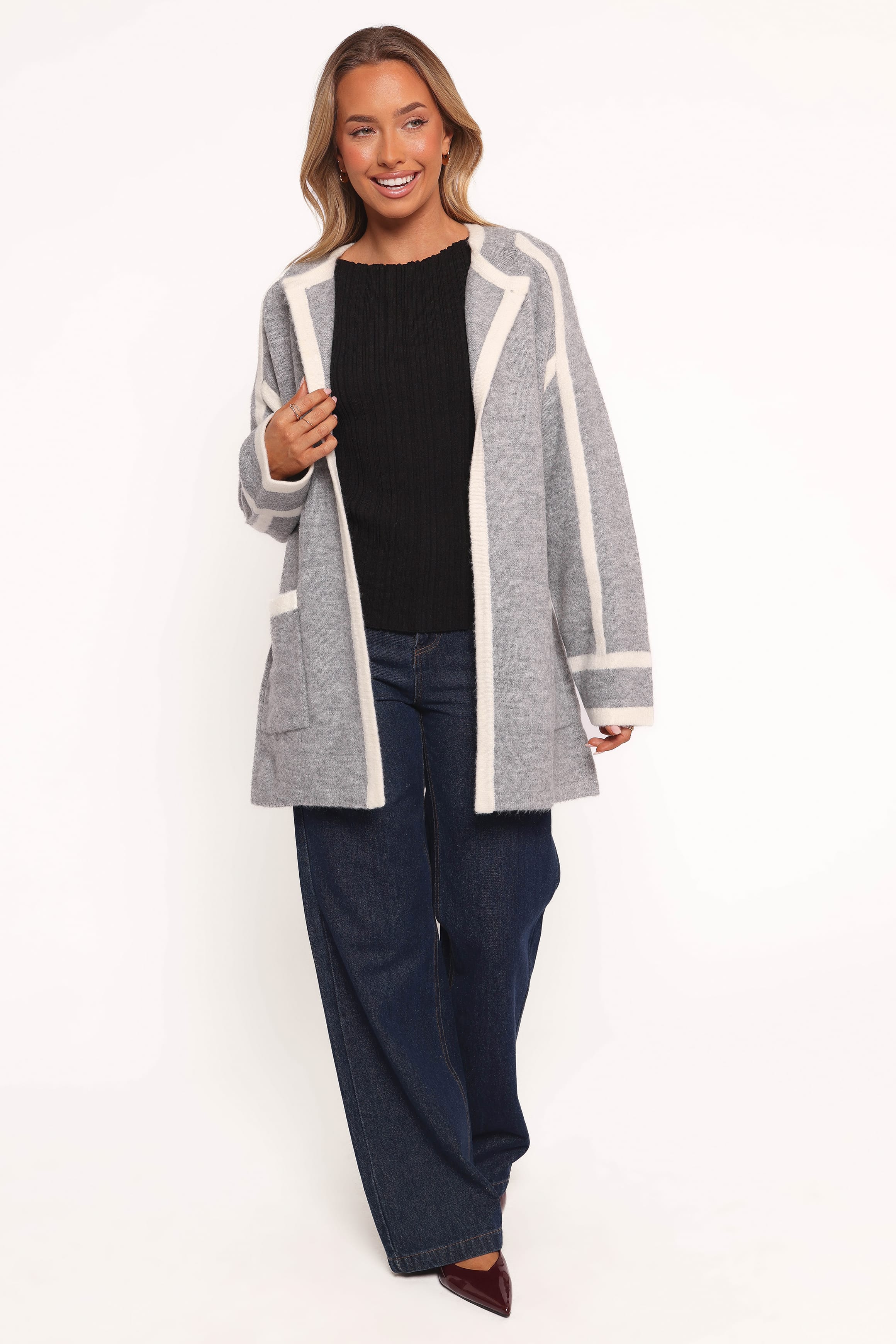 Maloney Tie Front Coatigan - Grey