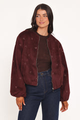 Marla Cropped Bomber - Cherry