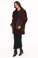 Meeka Faux Fur Jacket - Burgundy