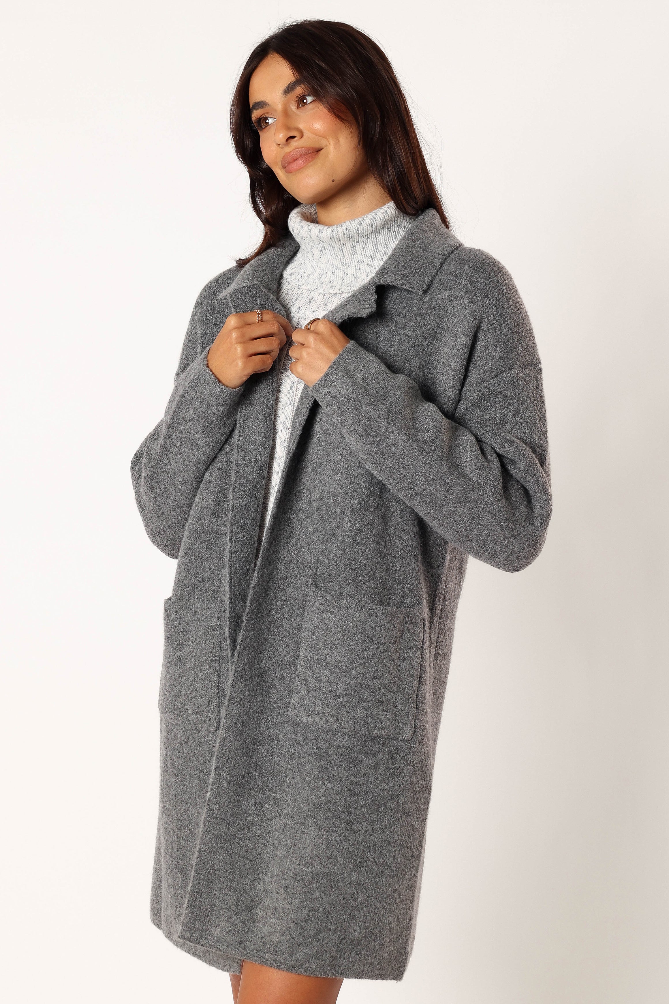 Skylar Open Front Coatigan - Grey