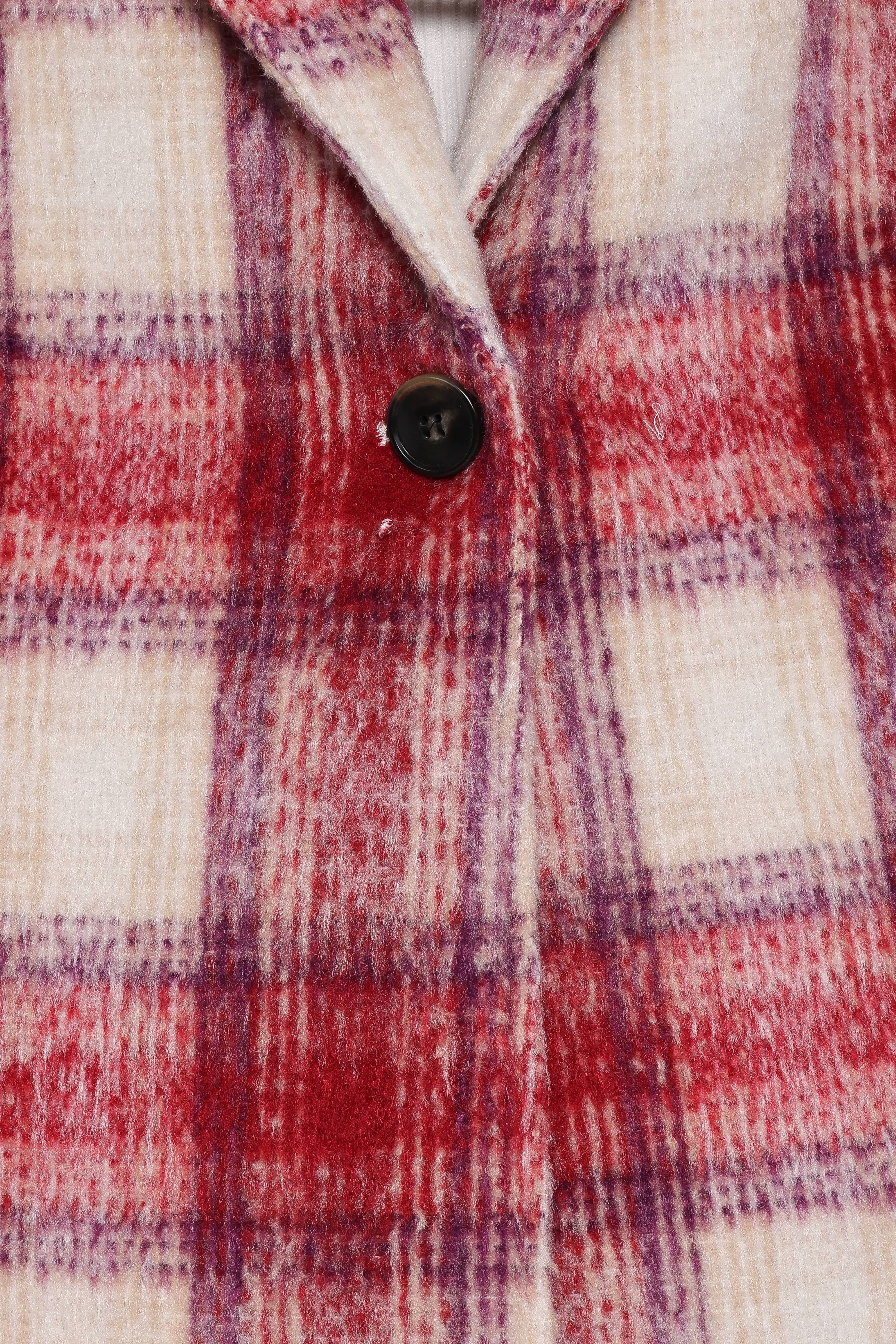 Travistine Long Plaid Coat - Pink