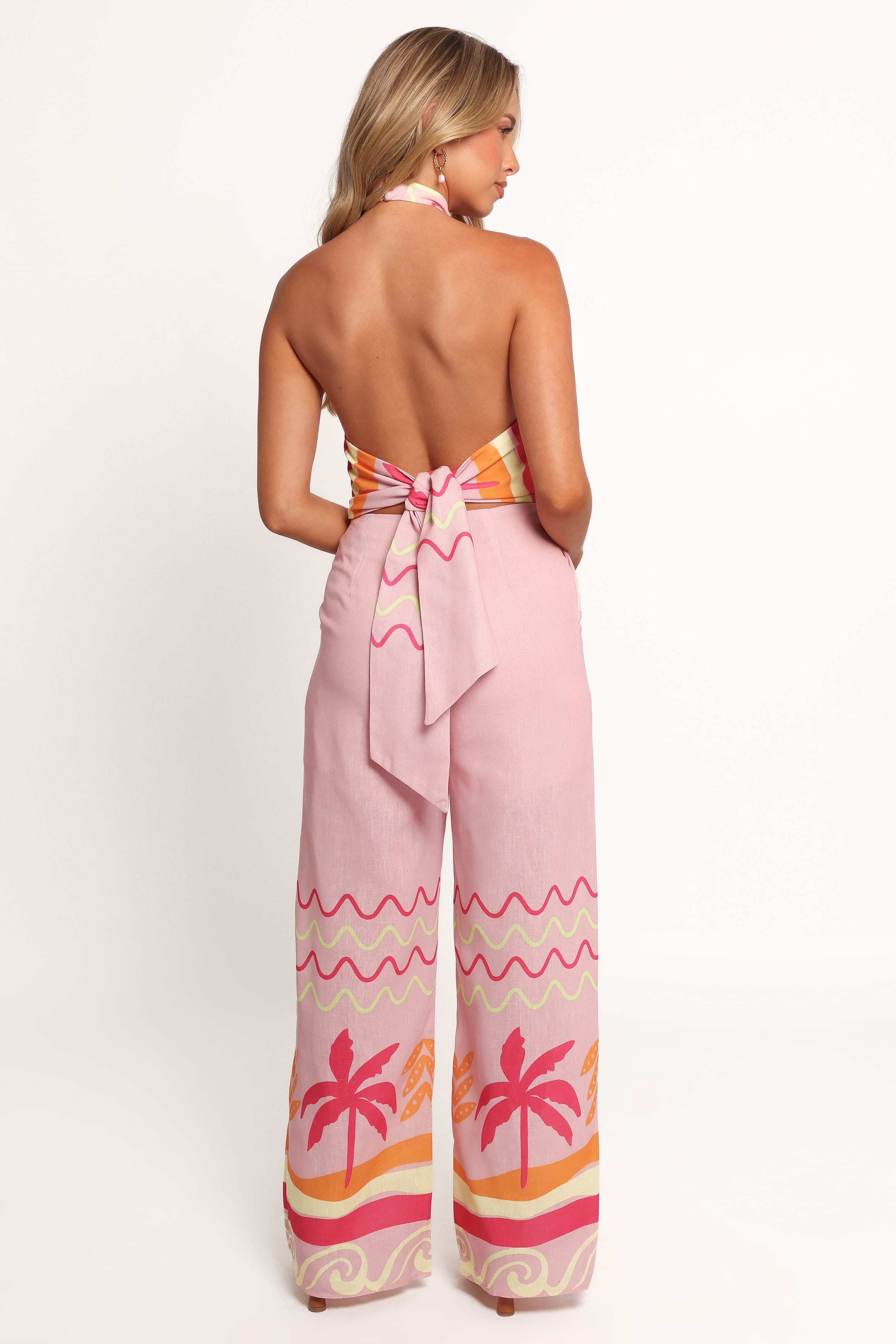 Aryn Halterneck Jumpsuit - Pink Palm