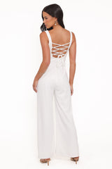 Brenda Lace Back Jumpsuit - White