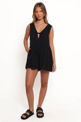 Kallie Tie Front Romper - Black