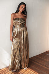 Kerry Pleat Jumpsuit - Gold