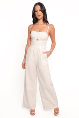 Metra Scalloped Jumpsuit - White