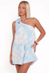 Miffy One Shoulder Romper - Blue Hibiscus