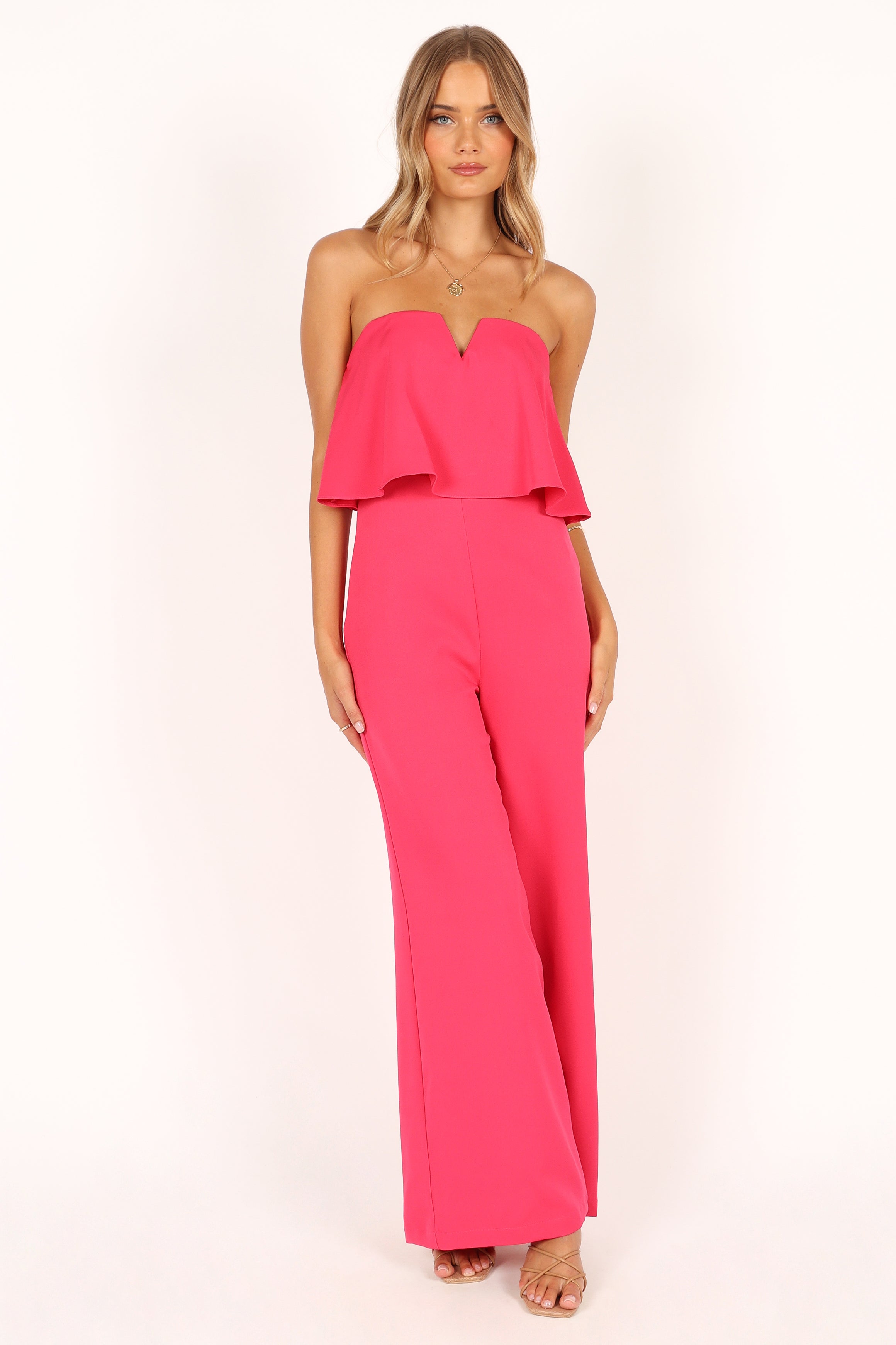 Sonny Strapless Jumpsuit - Hot Pink