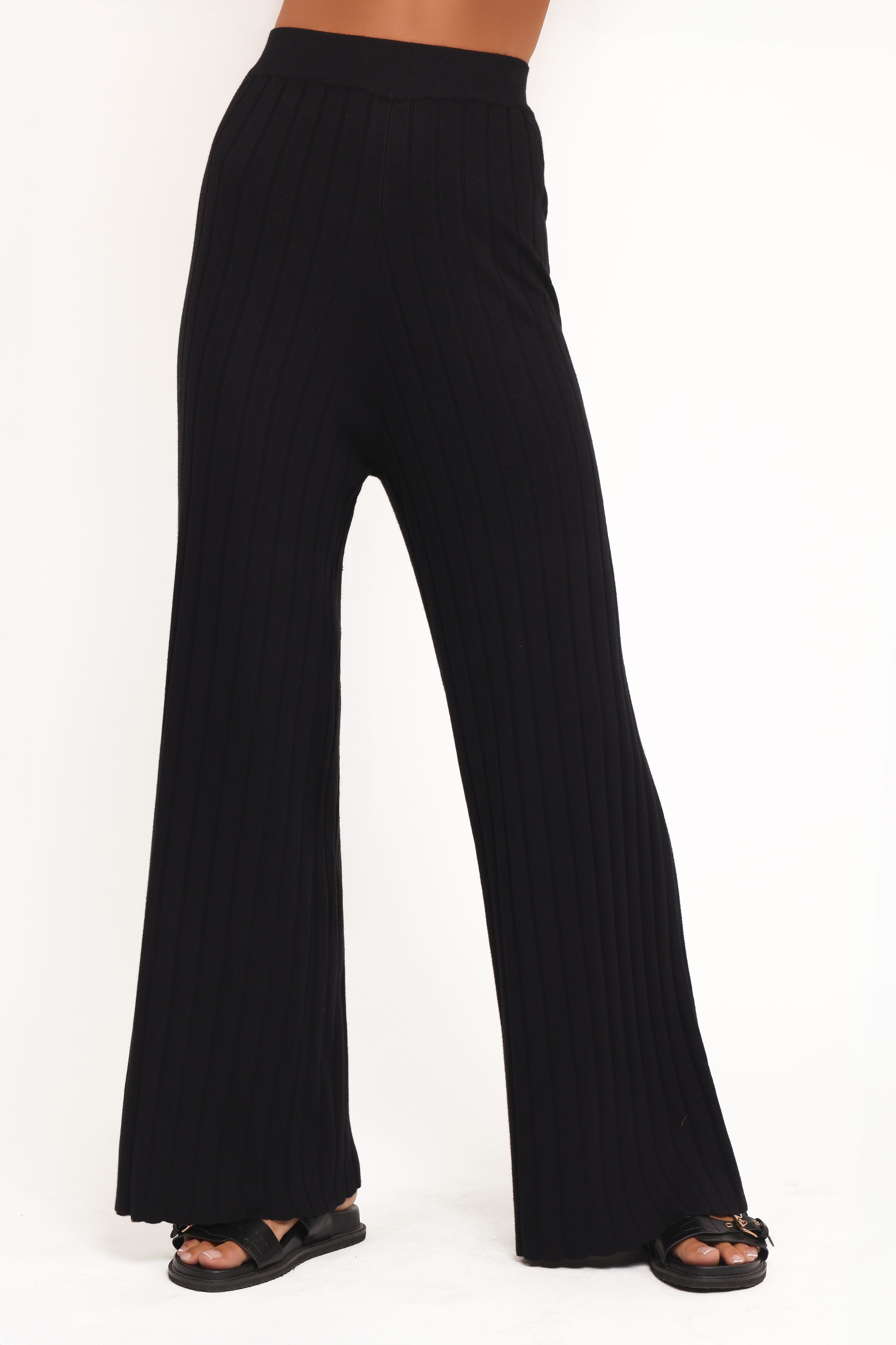 Alix Ribbed Knit Set - Black