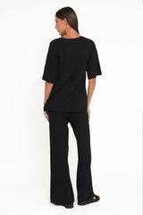 Alix Ribbed Knit Set - Black
