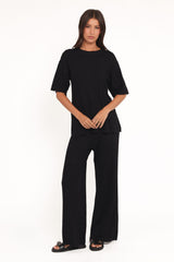Alix Ribbed Knit Set - Black