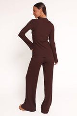 Aylia Ribbed Knit Set - Chocolate
