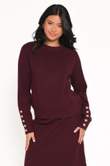 Bridget Maxi Skirt Sweater Set - Maroon
