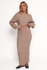 Reid Cable Knit Skirt Set - Taupe