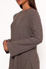 Silvie Long Sleeve Knitted Set - Charcoal Grey