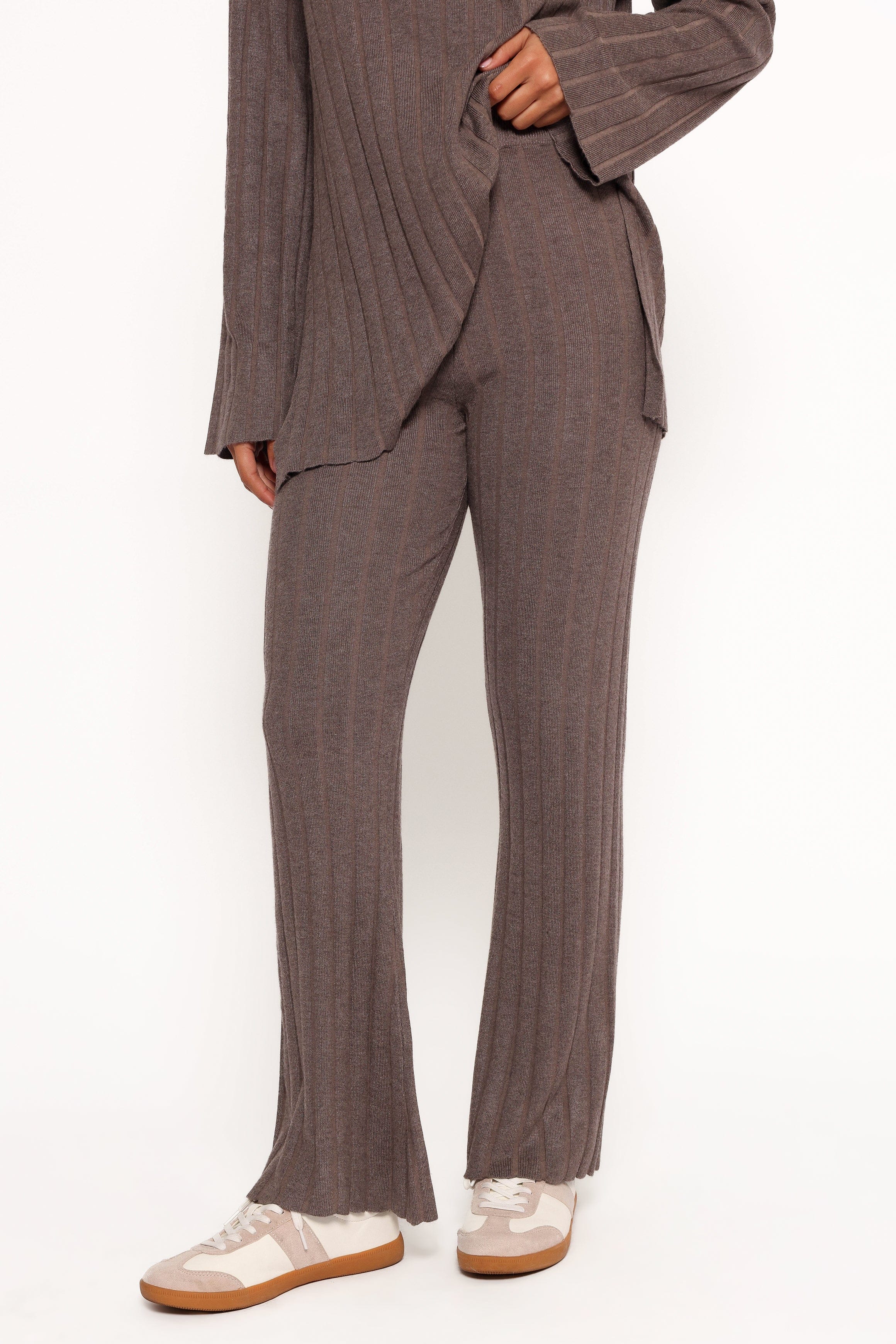 Silvie Long Sleeve Knitted Set - Charcoal Grey