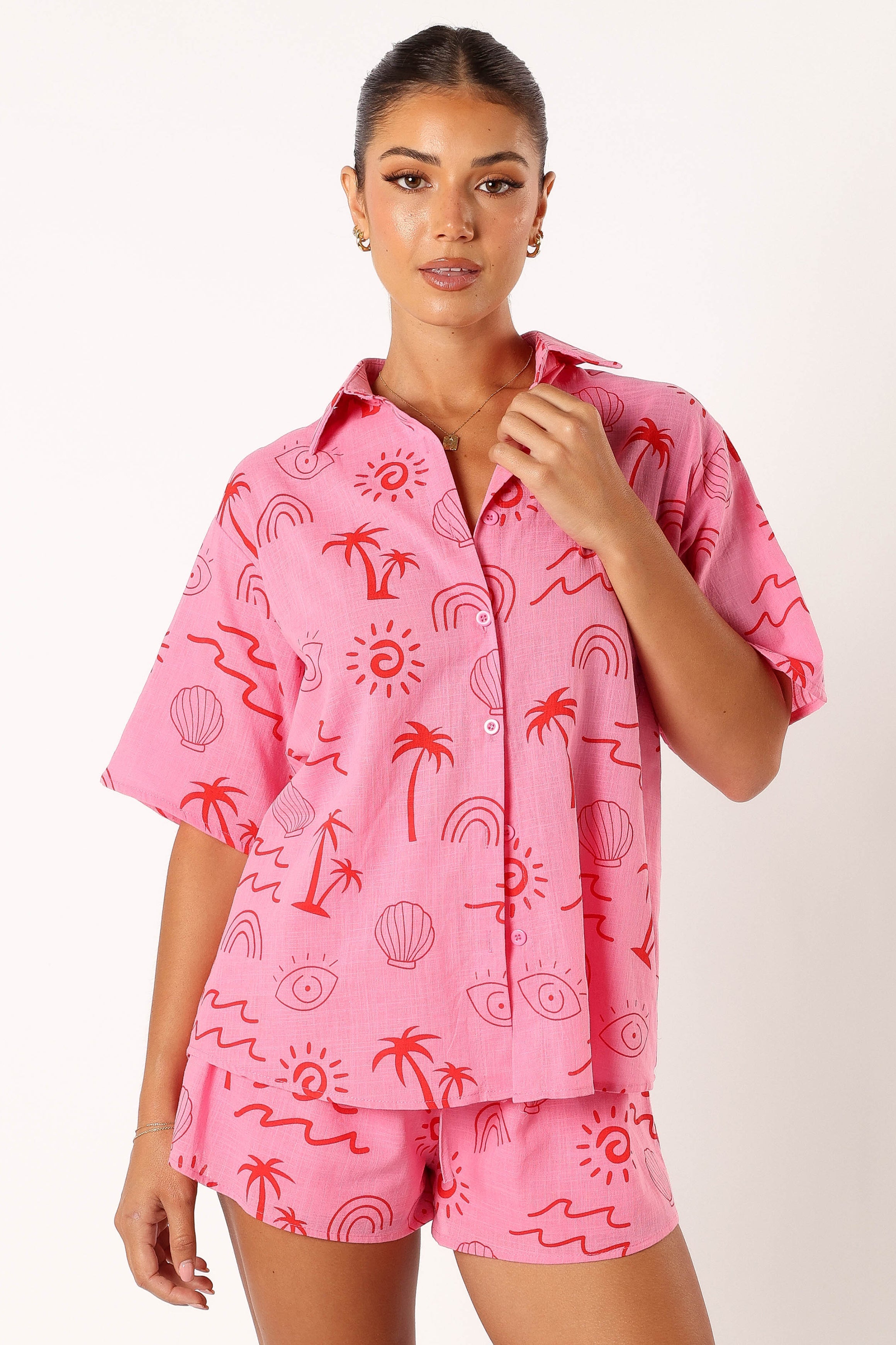 Tally Short Set - Pink Red