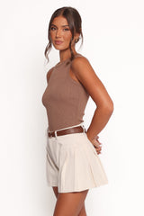 Ari Ribbed Tank - Mocha
