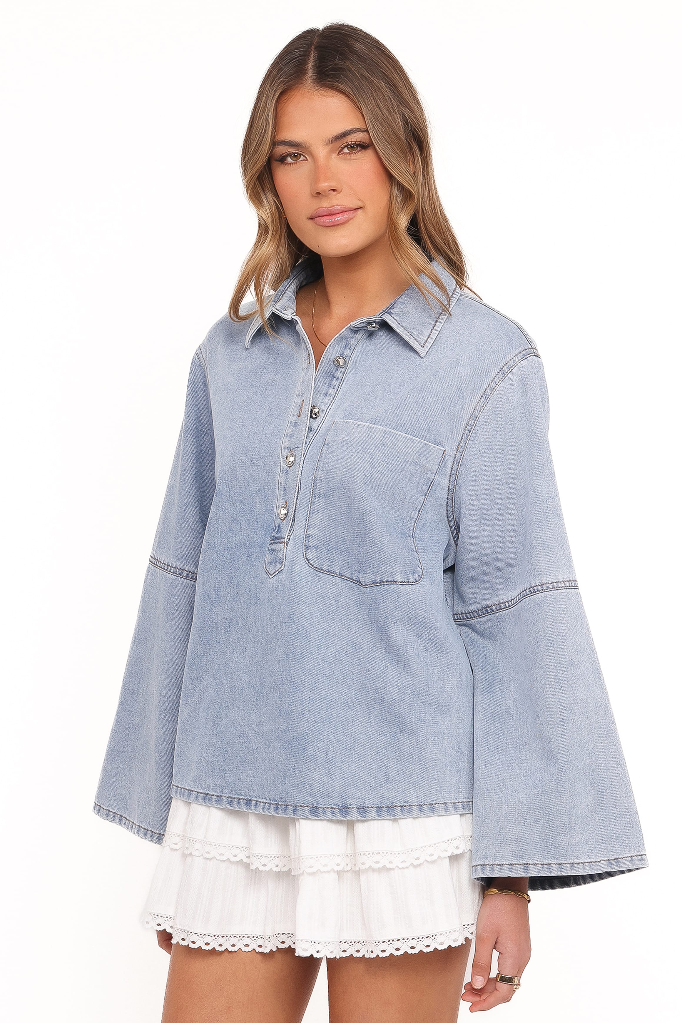 Celestia Denim Top - Light Wash