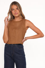 Charles Faux Sueded Top - Camel