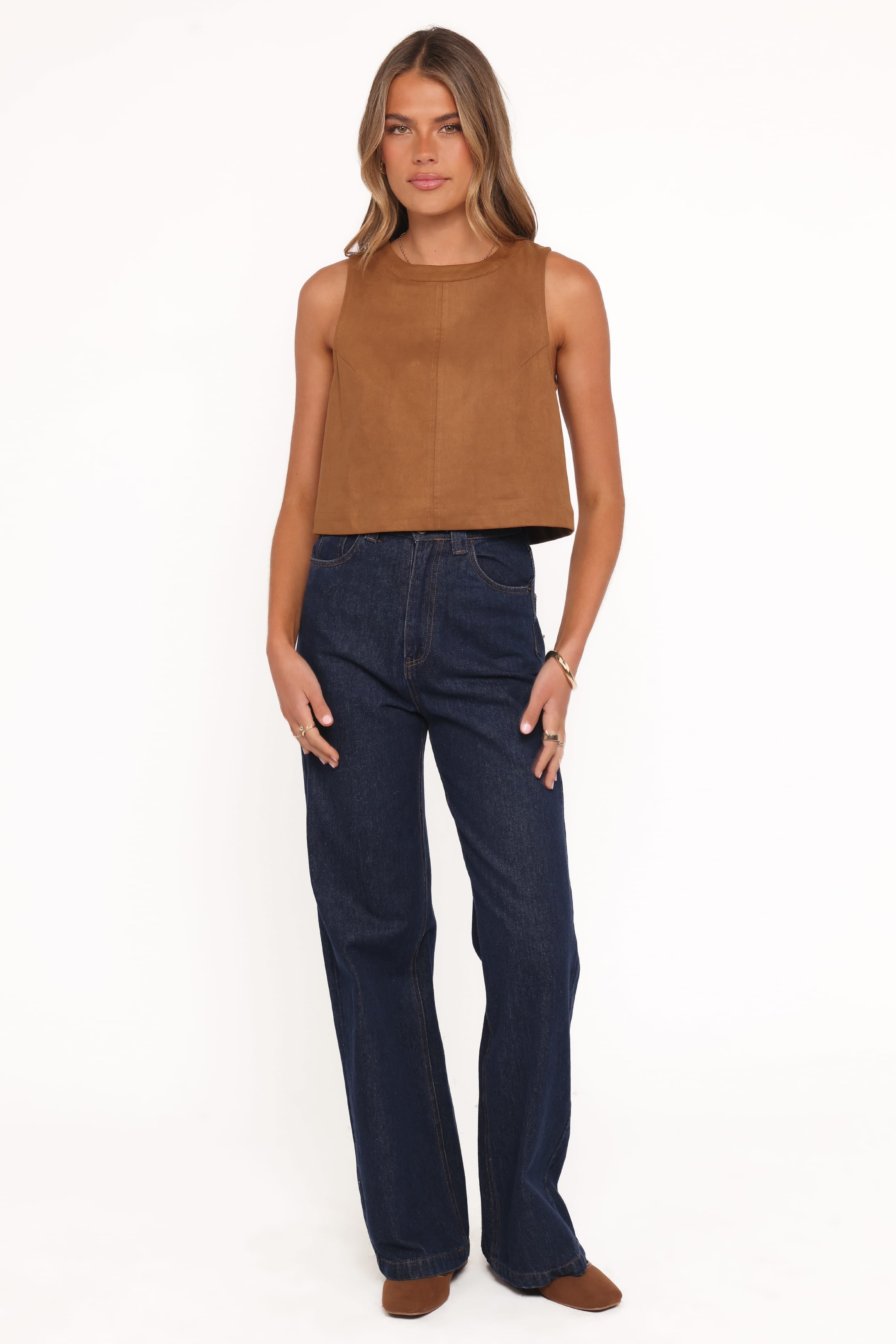 Charles Faux Sueded Top - Camel
