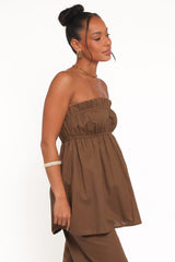 Ember Strapless Tunic Top - Brown