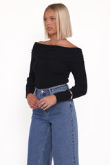 Junia Tie Back Knit Top - Black