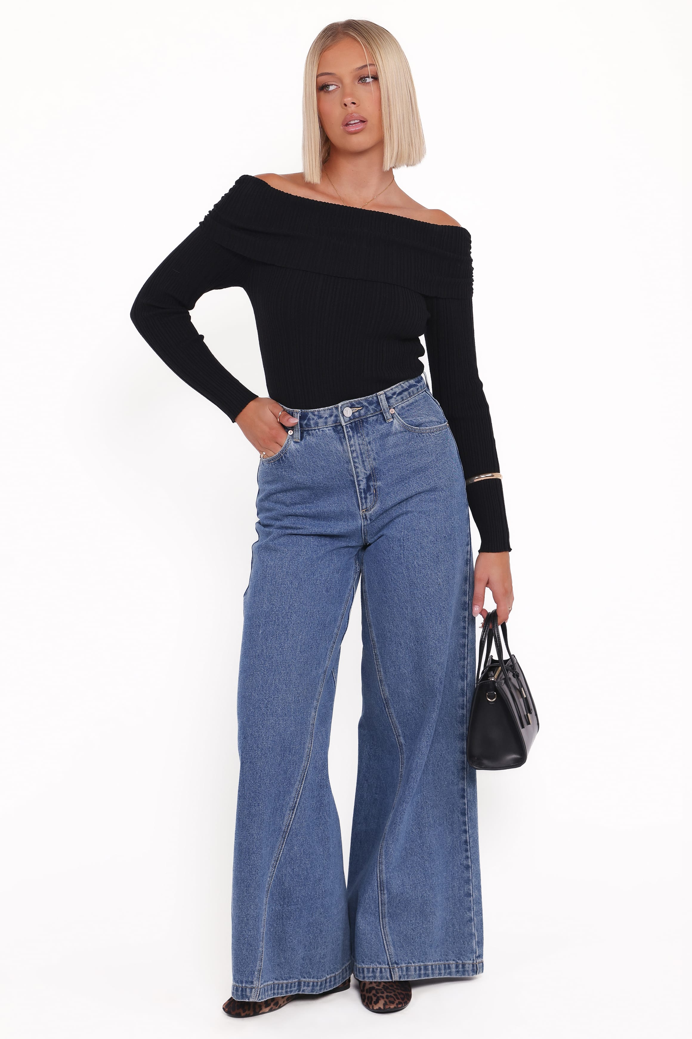 Junia Tie Back Knit Top - Black