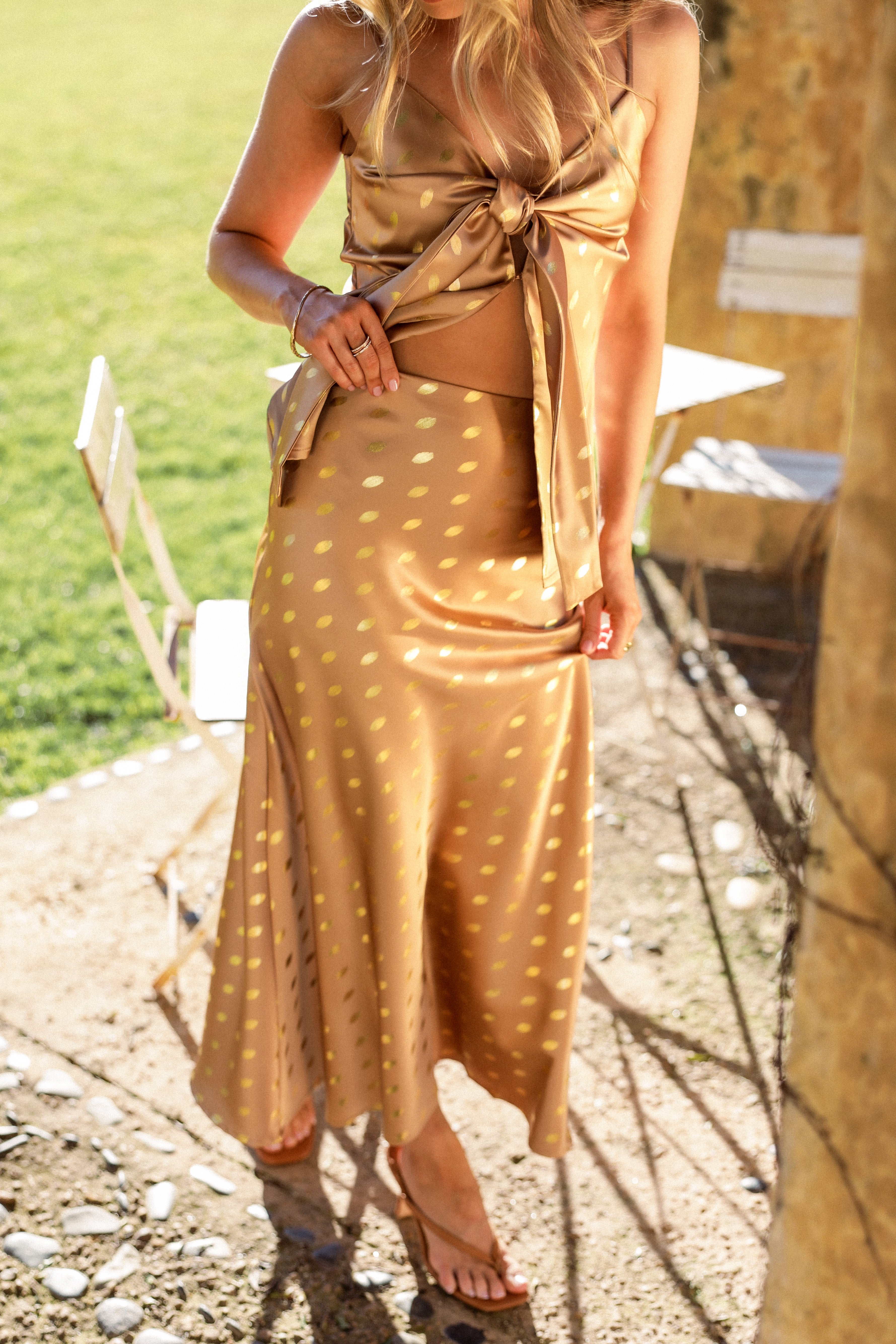 Leif Tie Front Cami - Bronze/Gold
