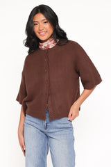 Lilith Knit Top - Chocolate Brown
