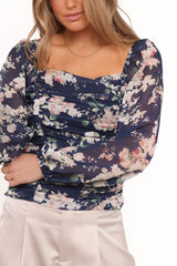 Maia Long Sleeve Top - Navy Floral