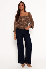 Maia Long Sleeve Top - Olive Floral