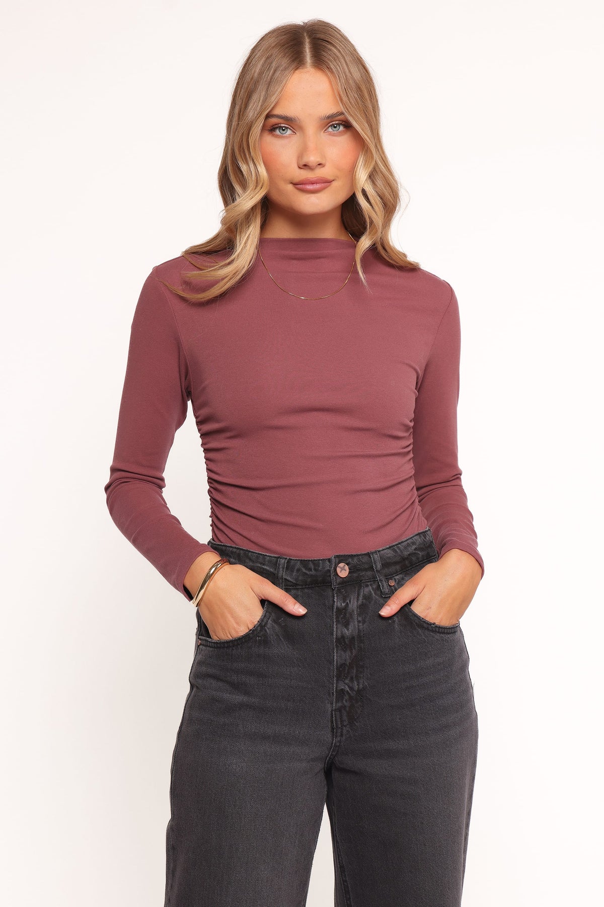 Nissa Long Sleeve Top - Chocolate Cherry