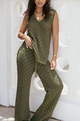 Sable Textured Knit Top - Olive