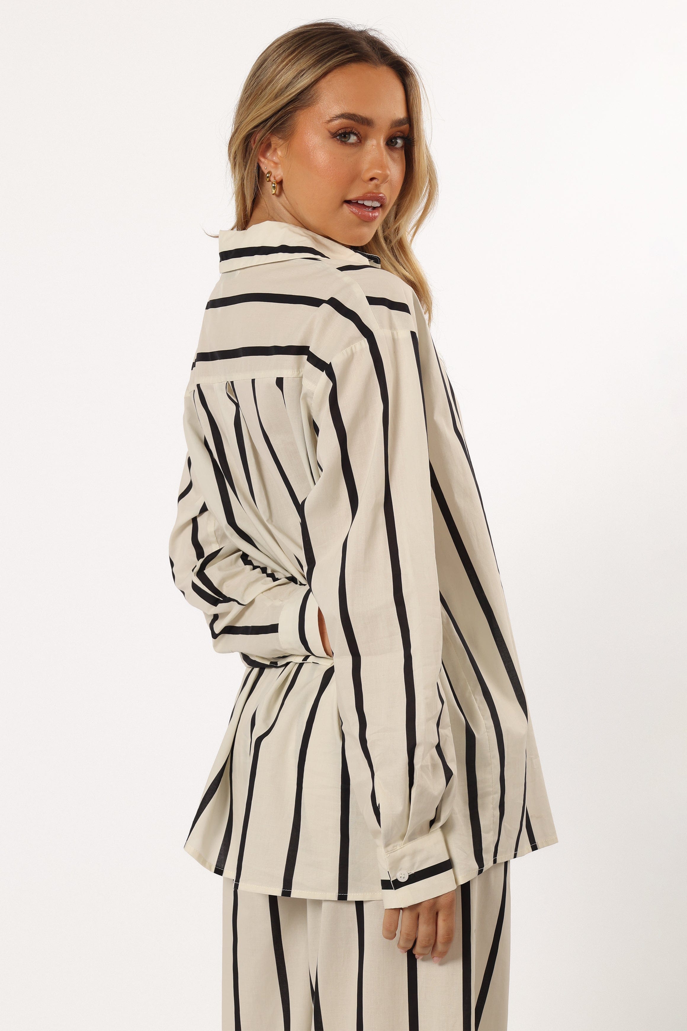 Silvia Button Down Shirt - Cream Stripe