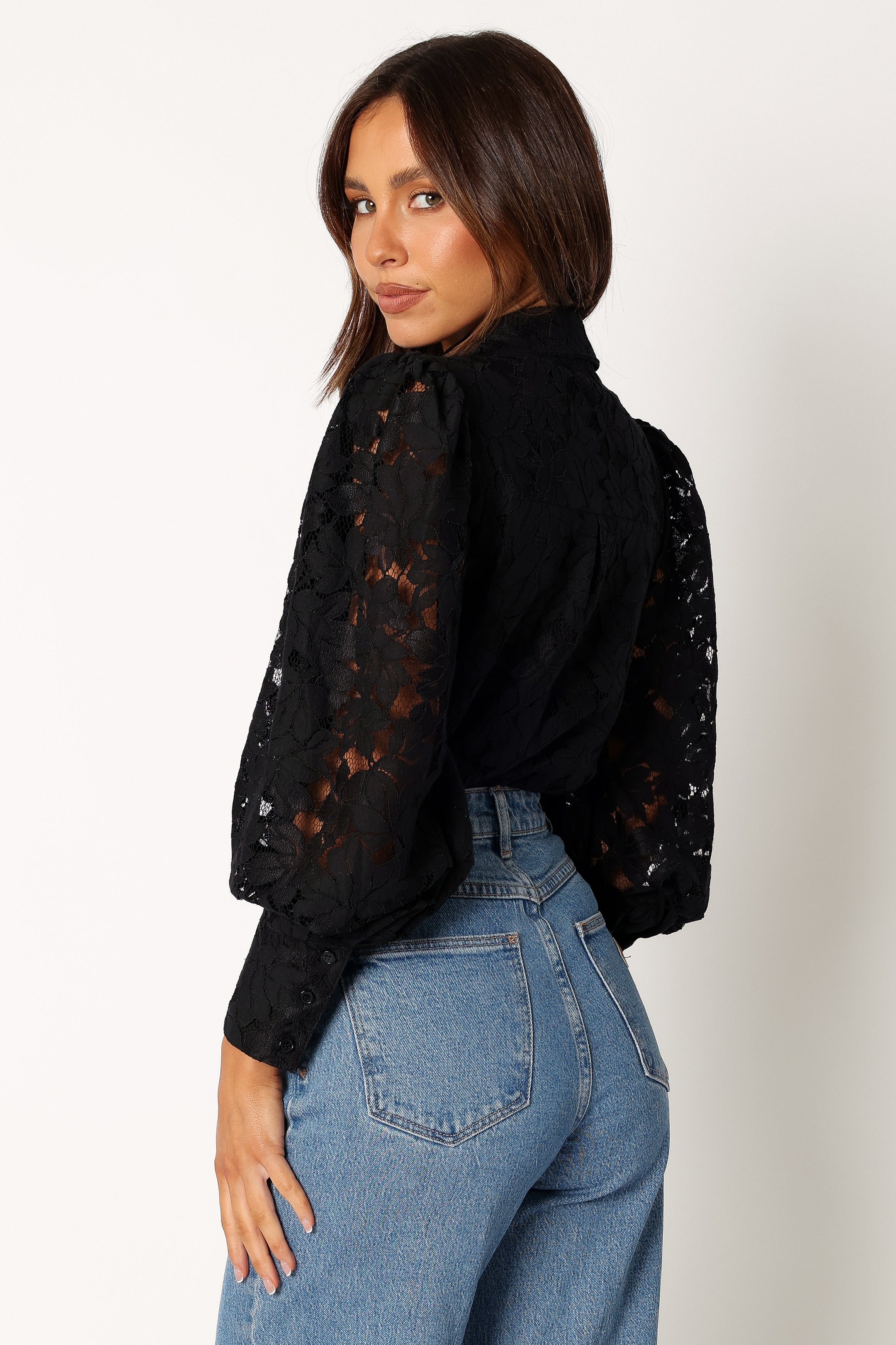 Tadeo Lace Shirt - Black