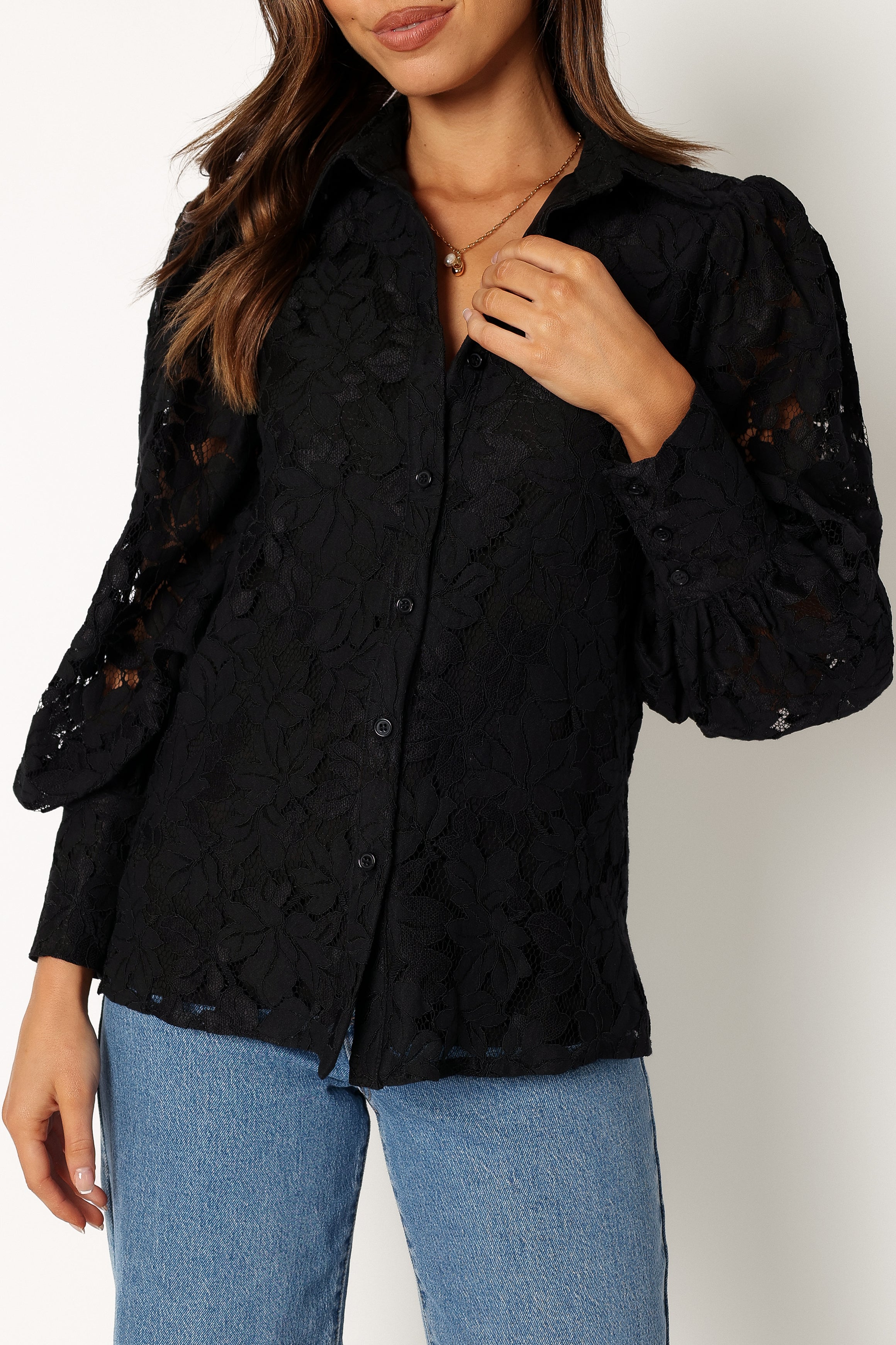 Tadeo Lace Shirt - Black
