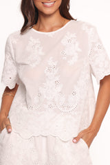 Tanis Embroidered Top - White