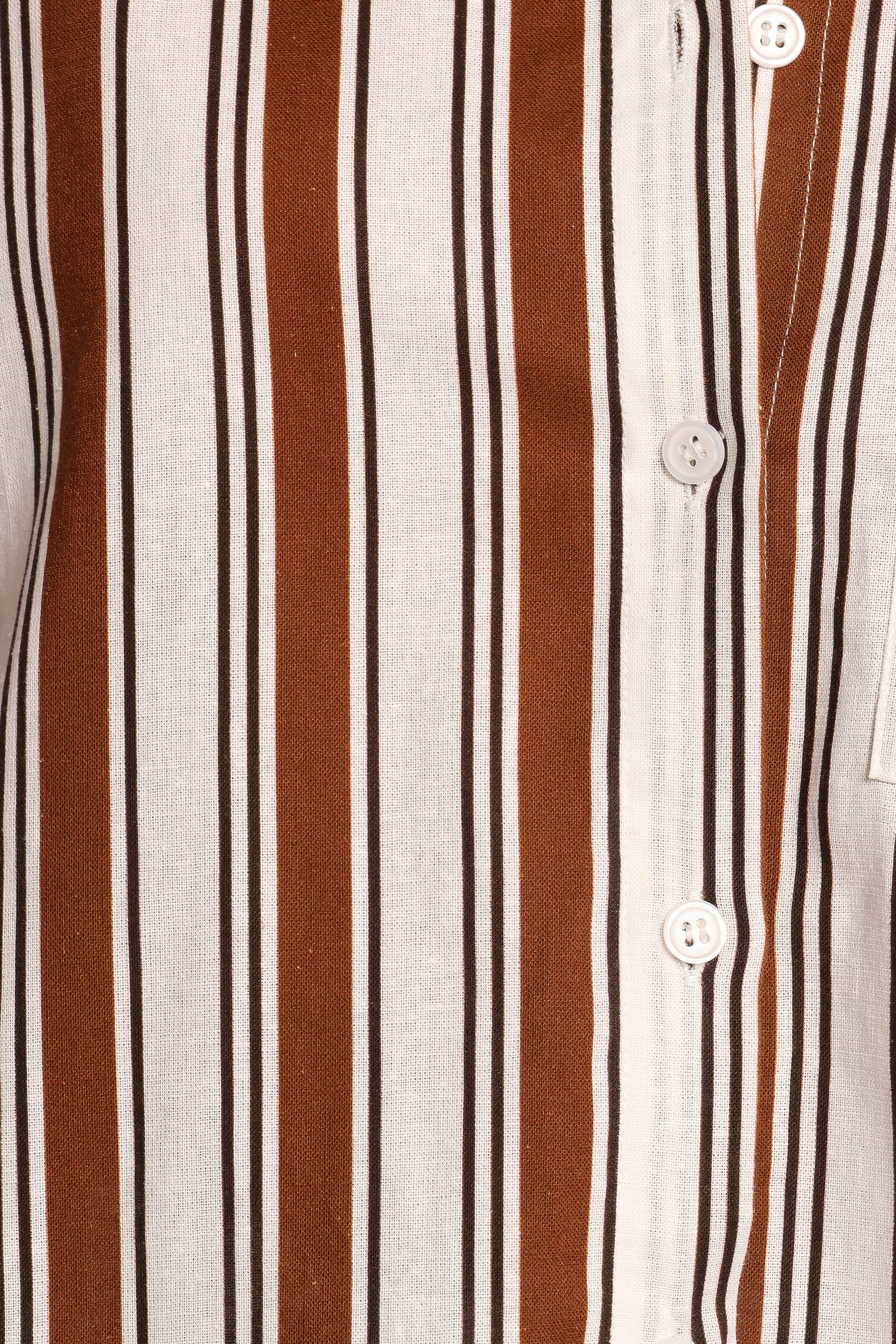 Thalia Short Sleeve Shirt - Chocolate Stripe