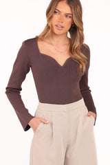 Trinity Long Sleeve Top - Chocolate Brown