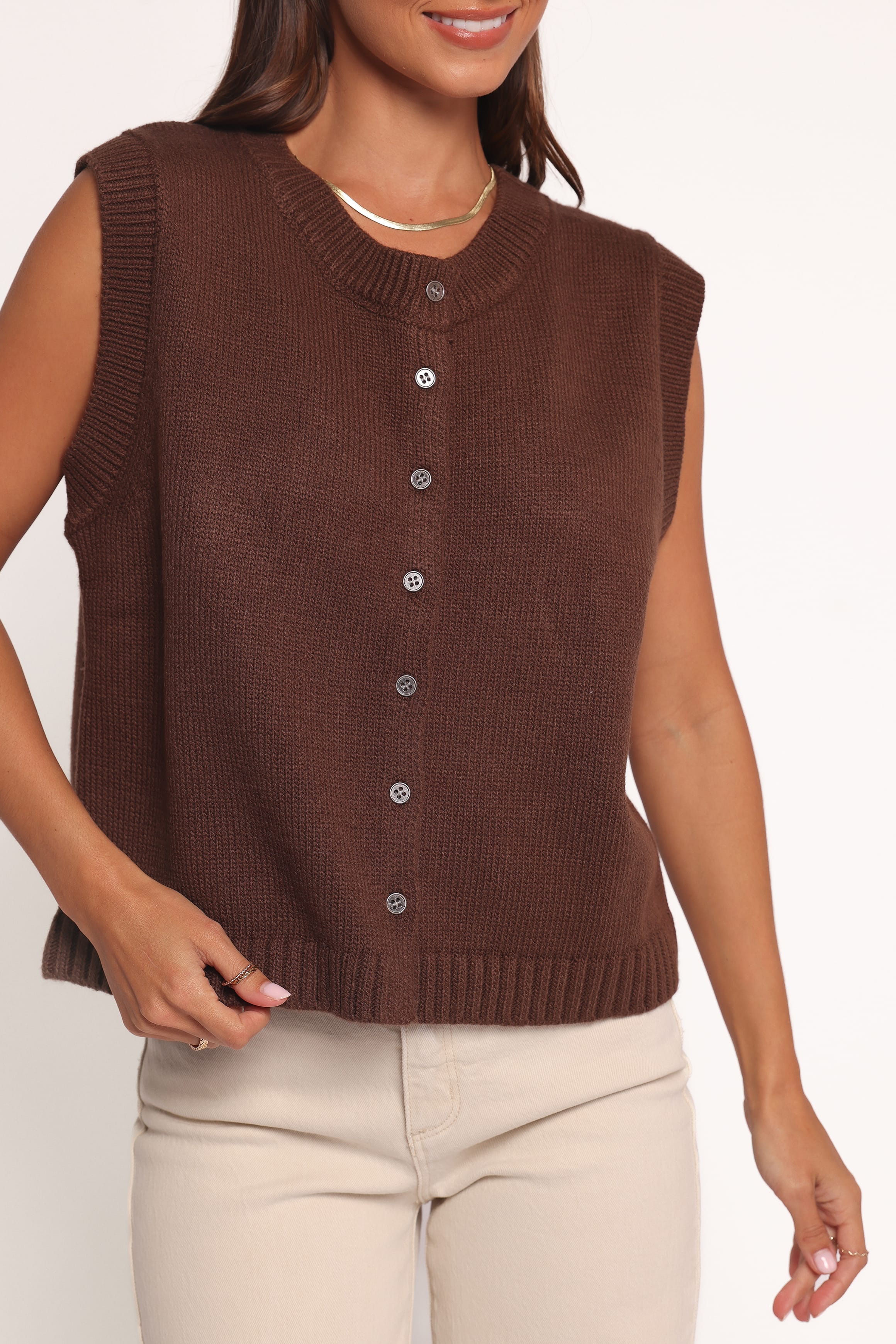 Weston Knit Vest - Dark Chocolate